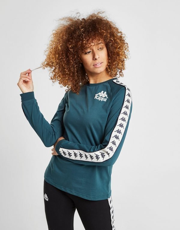 Kappa Banda Long Sleeve Boyfriend T-Paita Teal / White