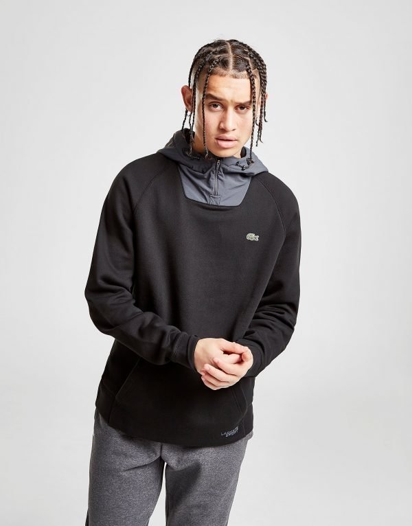 Lacoste Woven Overhead Hoodie Musta