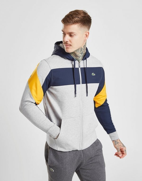 Lacoste Woven Panel Zip Through Hoodie Harmaa