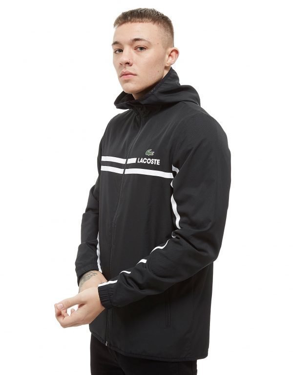 Lacoste Zip Through Hooded Stripe Jacket Musta