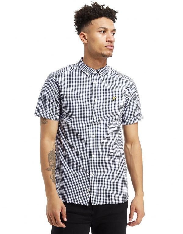 Lyle & Scott Short Sleeve Gingham Check Paita Laivastonsininen