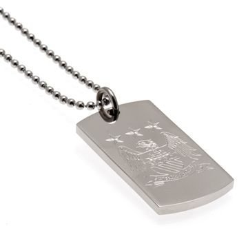 Manchester City Engraved Crest Dog Tag & Chain