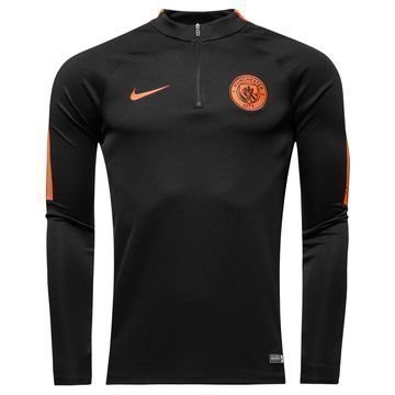 Manchester City Harjoituspaita Drill Top 1/4 Musta/Oranssi Lapset