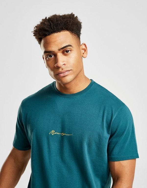 Mennace Washed Signature T-Paita Teal / Yellow