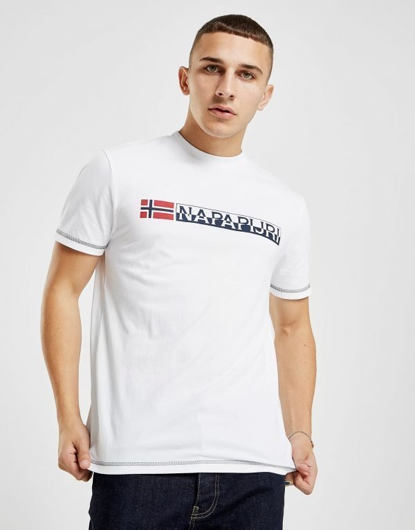 Napapijri Short Sleeve Logo T-Paita Valkoinen