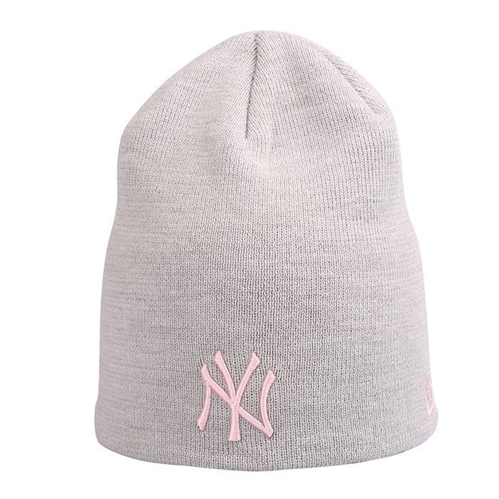 New Era MNO Womens Skull Knit New York Yankees Grey/Pink One Size