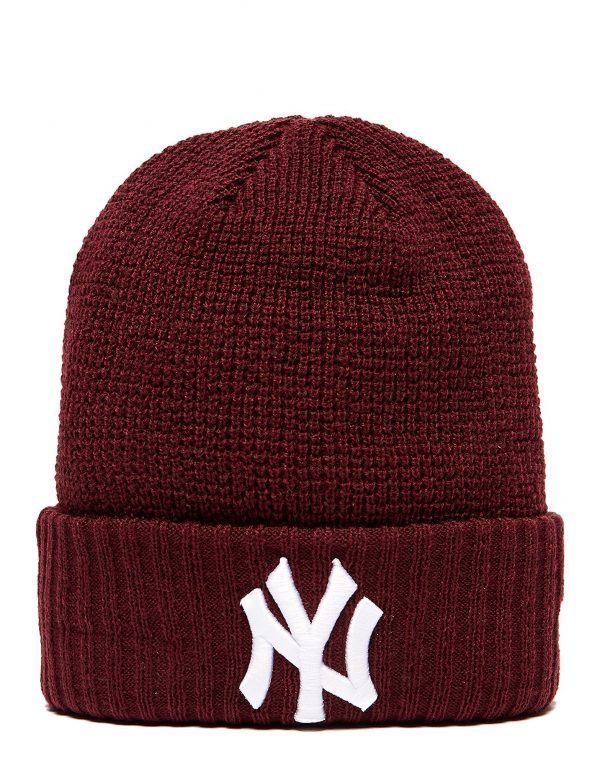 New Era Mlb New York Yankees Knit Beanie Burgundy / White