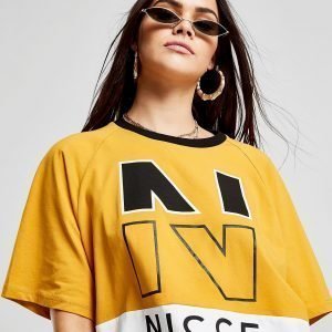 Nicce Colour Block Logo Crop T-Shirt Kulta