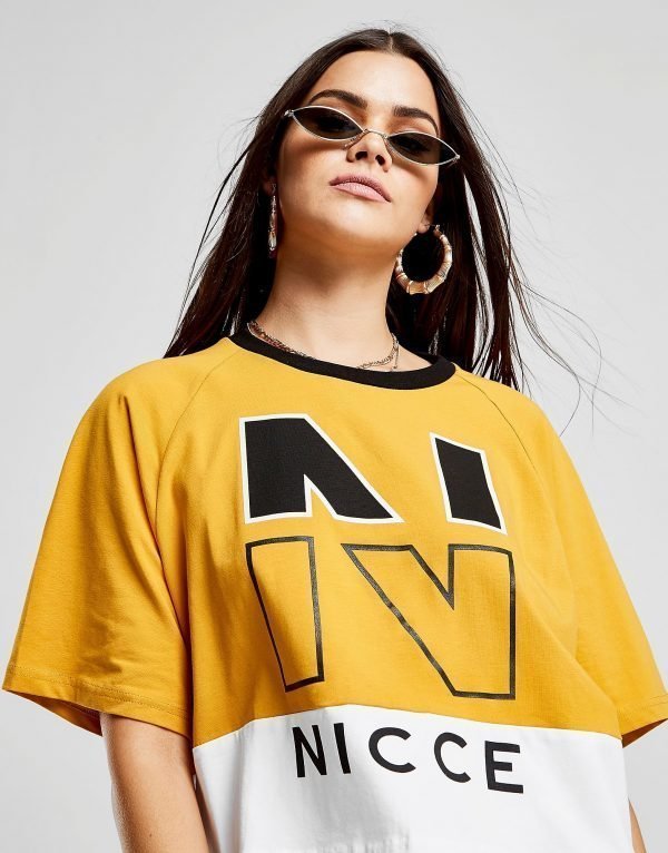 Nicce Colour Block Logo Crop T-Shirt Kulta