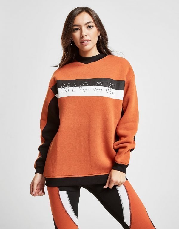 Nicce Colour Block Panel Crew Sweatshirt Oranssi