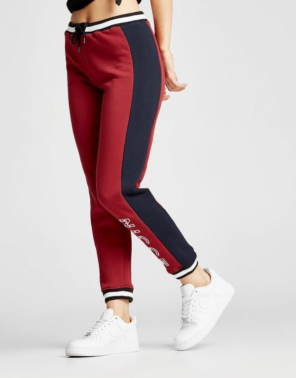 Nicce Colour Block Track Pants Burgundy / Navy