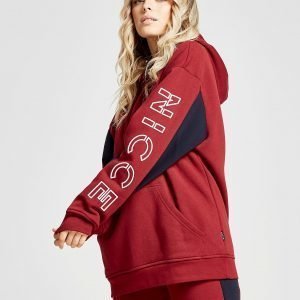 Nicce Contrast Sleeve Logo Hoodie Burgundy