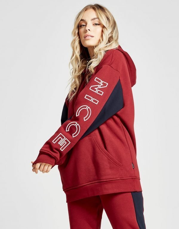 Nicce Contrast Sleeve Logo Hoodie Burgundy