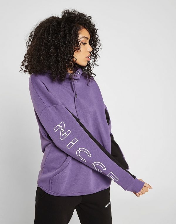 Nicce Panel Logo Boyfriend Hoodie Violetti