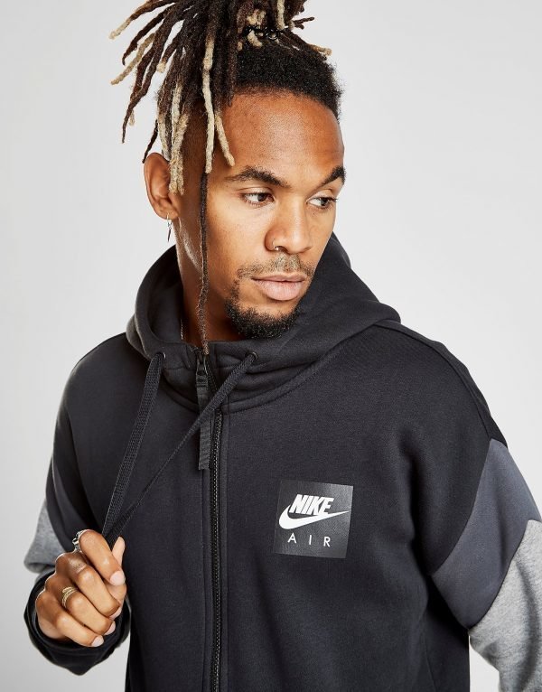 Nike Air Full Zip Colour Block Hoodie Musta