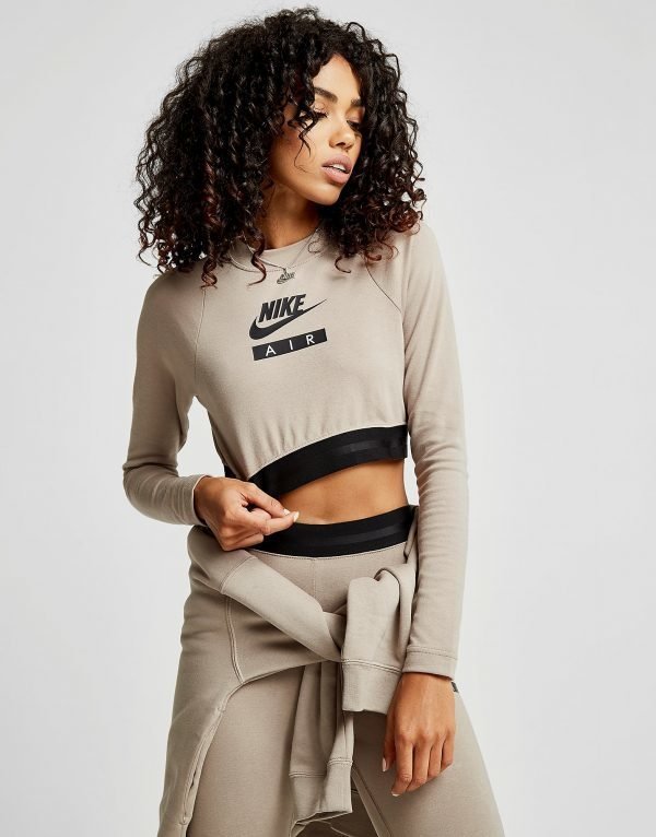 Nike Air Long Sleeve Crop Top Sepia Stone / Black