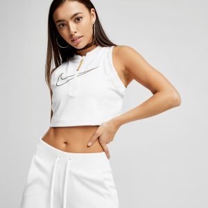 Nike Beautiful X Powerful Zip Crop Tank Toppi Valkoinen