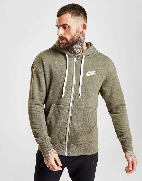 Nike Heritage Full Zip Hoodie Olive / White