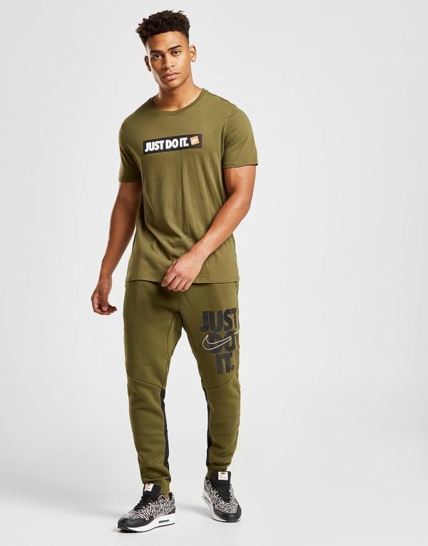 Nike 'Just Do It' Leg Logo Track Pants Olive / White / Black