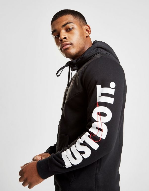 Nike Just Do It Sleeve Logo Hoodie Musta