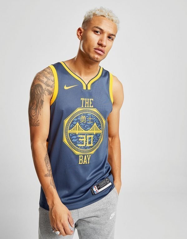 Nike Nba Curry Golden State Warriors City Jersey Sininen