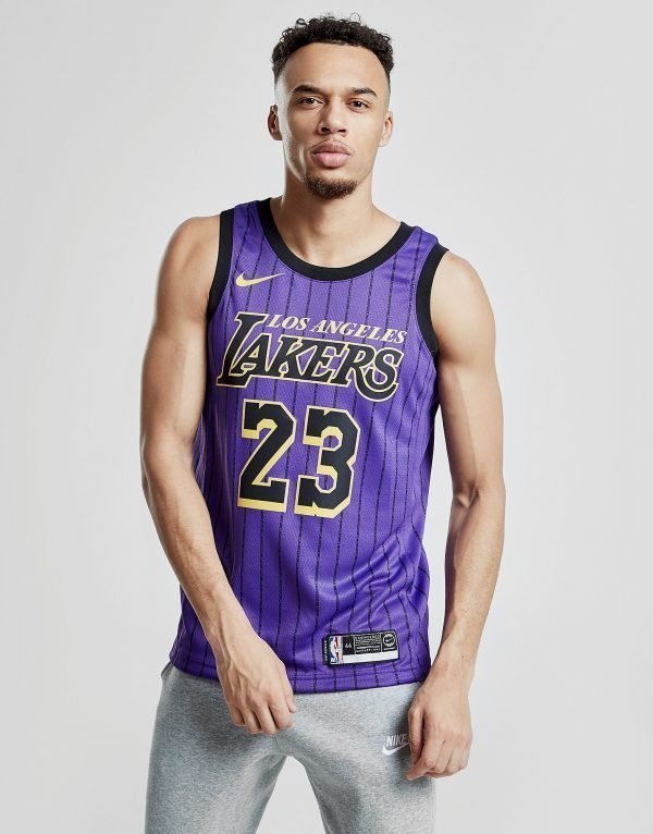 Nike Nba Los Angeles Lakers James #23 City Jersey Violetti