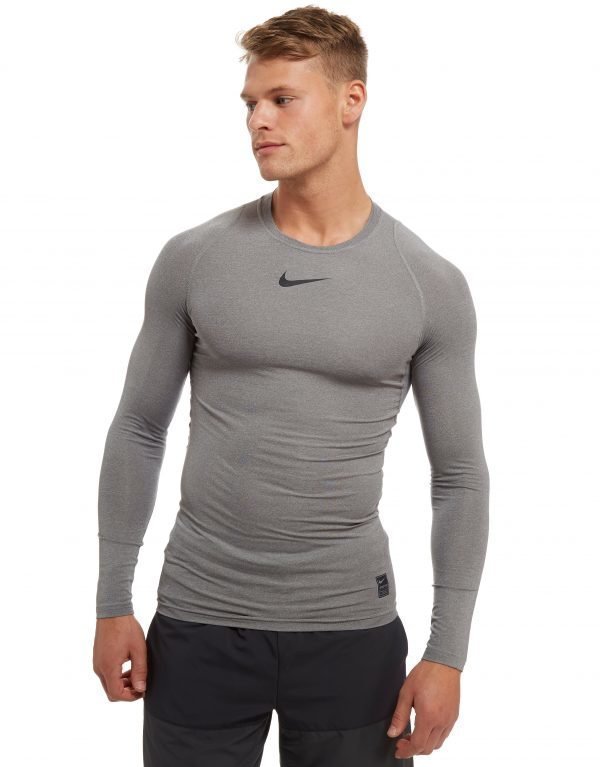 Nike Pro Long Sleeve Compression T-Paita Carbon / Grey