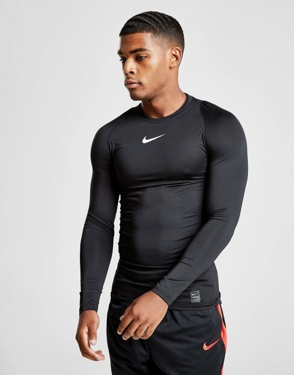 Nike Pro Long Sleeve Compression T-Paita Musta