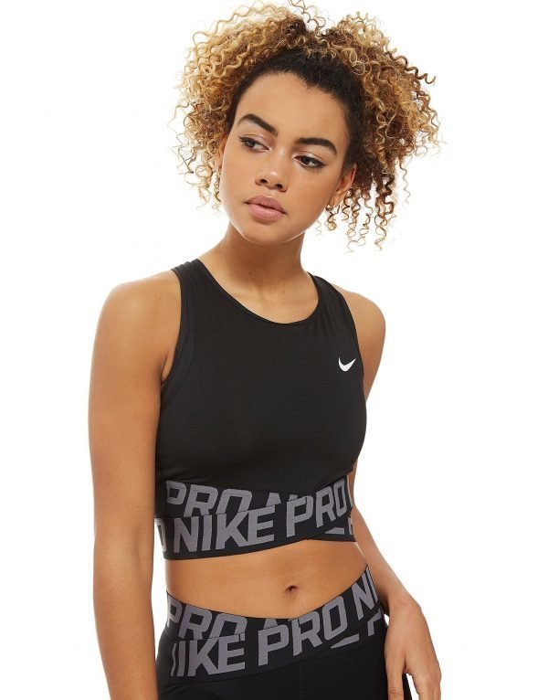 Nike Pro Training Cross Over Cropped Tank Musta