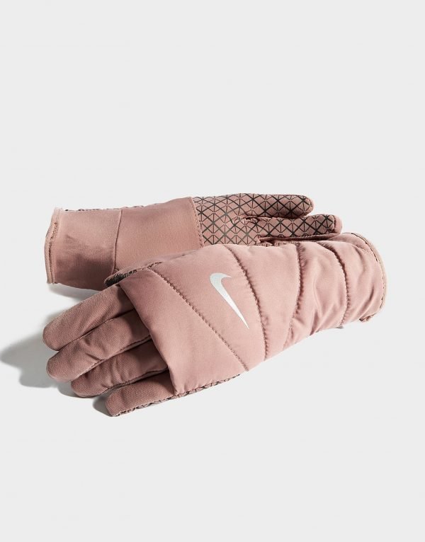 Nike Quilted Running Gloves Vaaleanpunainen