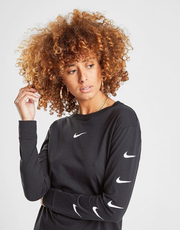 Nike Repeated Swoosh Long Sleeve T-Shirt Musta