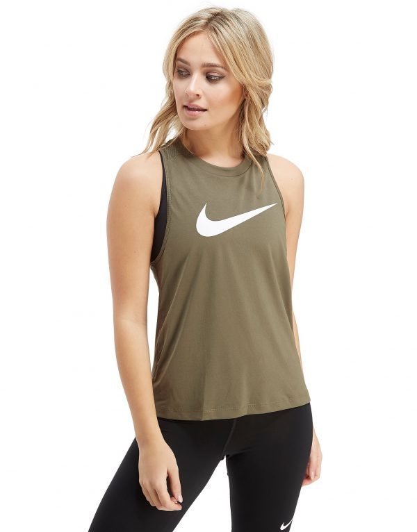 Nike Running Miler Swoosh Tank Top Khaki / White