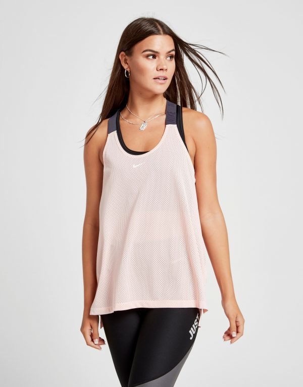 Nike Training Elastika Mesh Tank Top Vaaleanpunainen