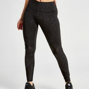 Only Play Leopard Mesh Insert Leggings Musta