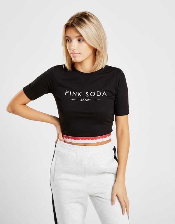 Pink Soda Sport Two Colour Tape T-Shirt Musta
