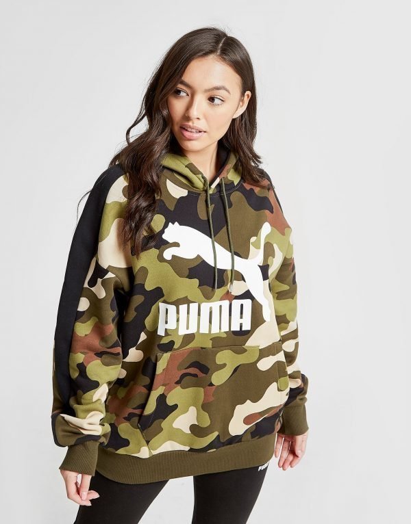 Puma All Over Print Camo Hoodie Vihreä