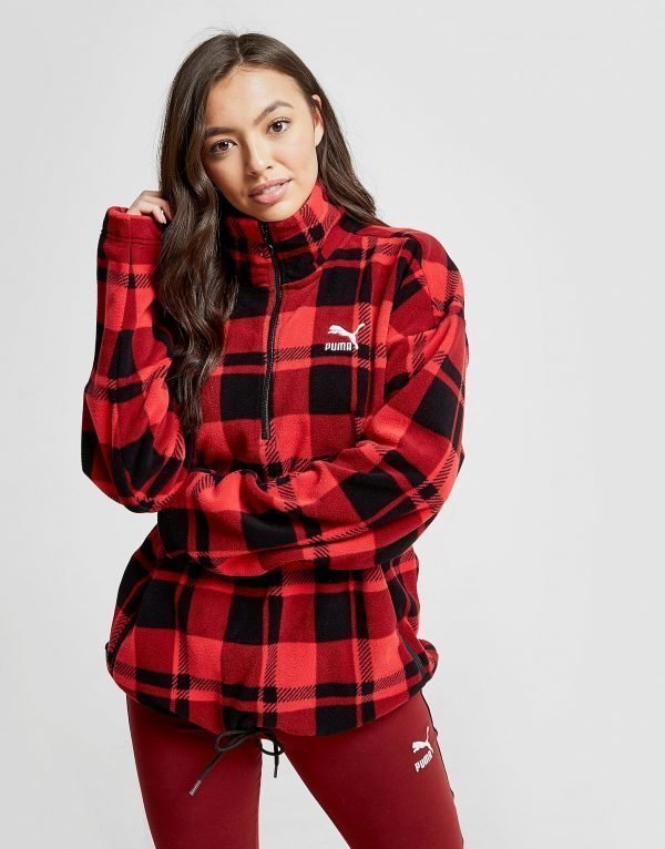 Puma Check All Over Print Sherpa Sweatshirt Punainen
