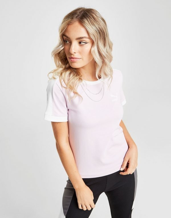 Puma Classic T7 Slim T-Shirt Vaaleanpunainen