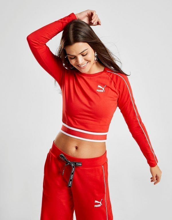 Puma Long Sleeve Crop T-Shirt Punainen