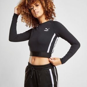 Puma Stripe Long Sleeve Crop Toppi Musta