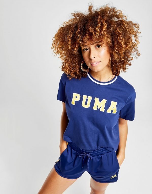 Puma Tip Crop Logo T-Paita Laivastonsininen