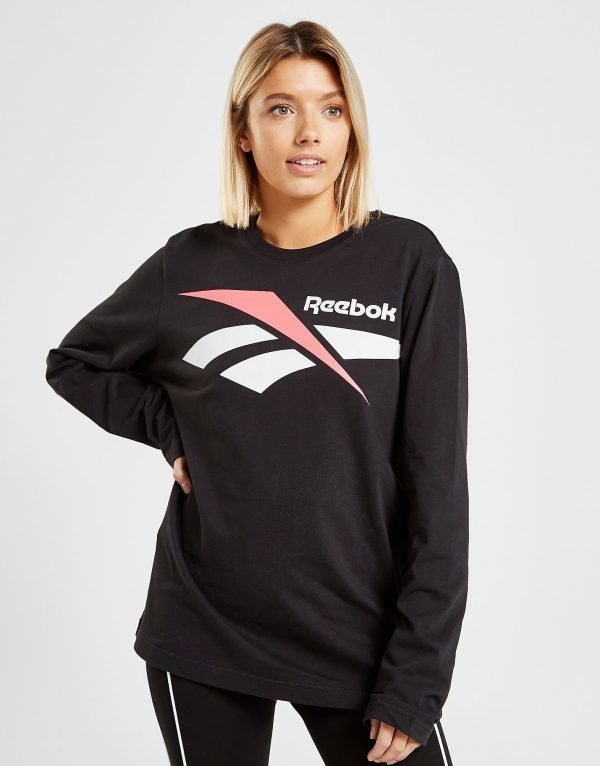 Reebok Vector Long Sleeve T-Paita Musta