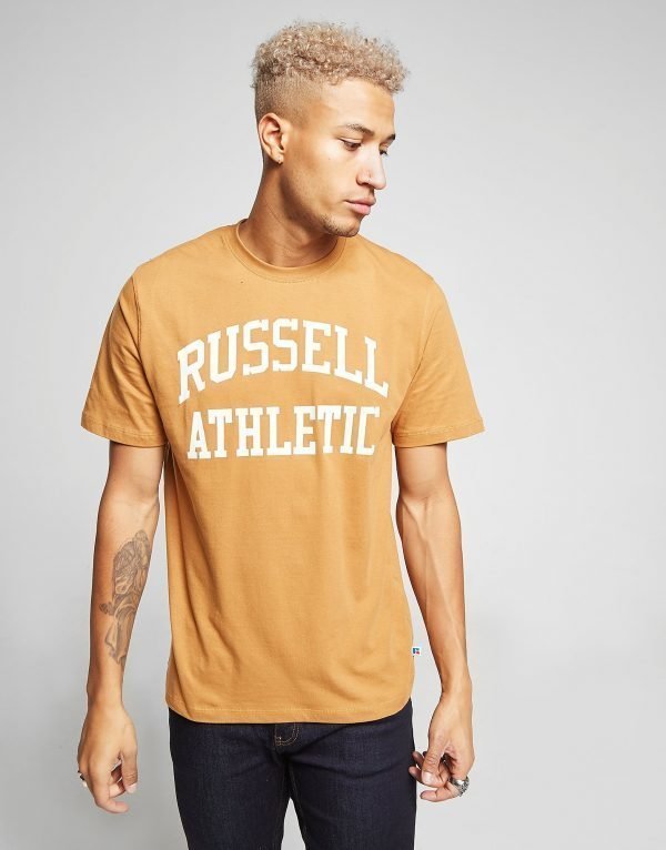 Russell Athletic Arch Logo Short Sleeve T-Paita Ruskea
