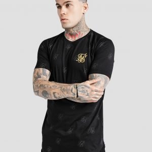 Siksilk All Over Print Short Sleeve T-Paita Musta