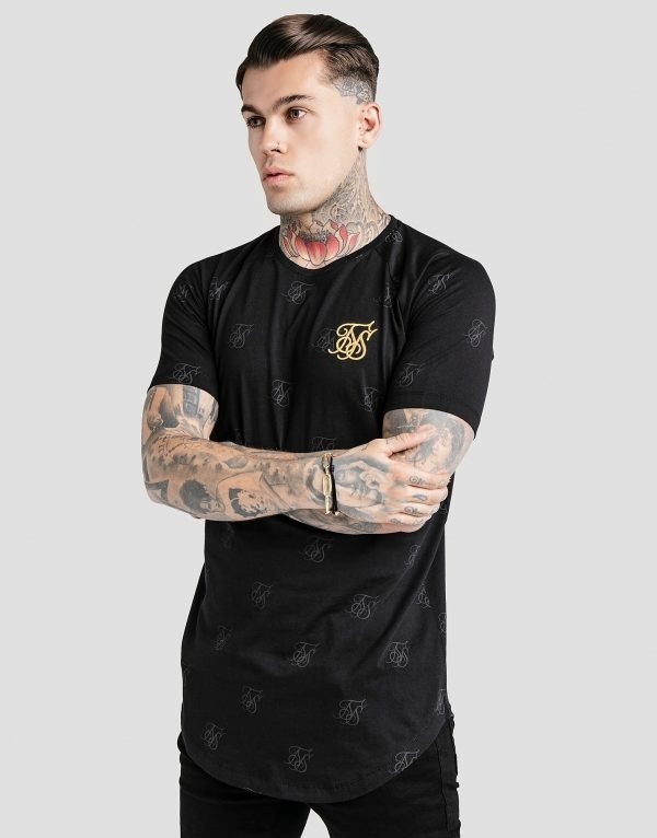 Siksilk All Over Print Short Sleeve T-Paita Musta