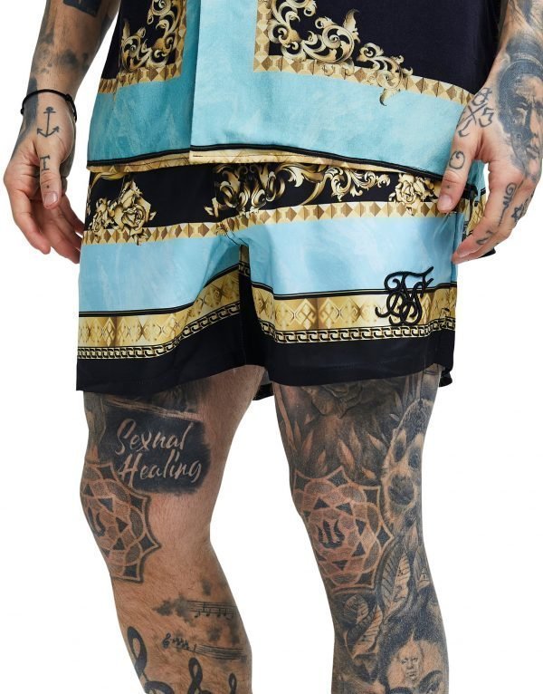 Siksilk All Over Print Shorts Musta