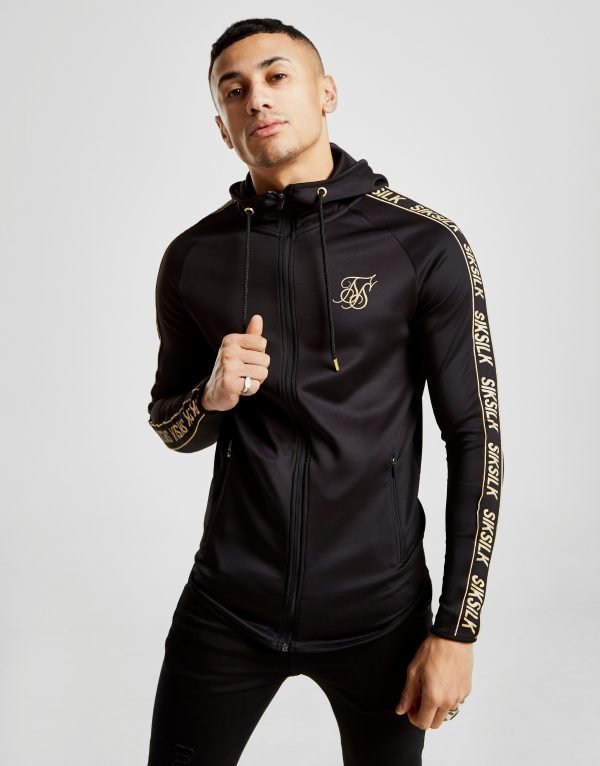 Siksilk Athletic Tape Full Zip Hoodie Musta