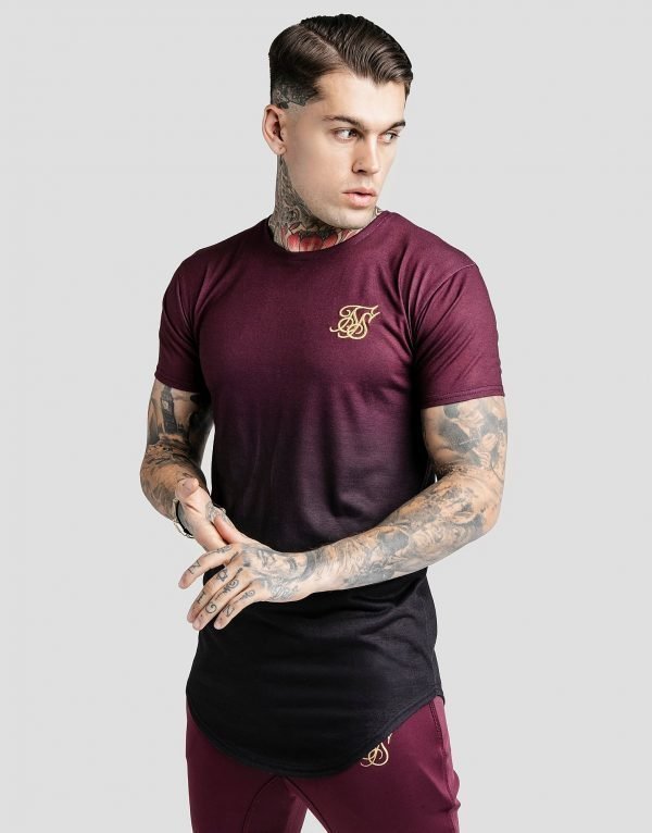 Siksilk Fade T-Paita Burgundy / Black