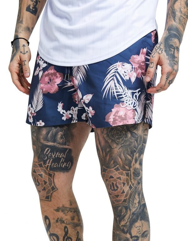 Siksilk Floral All Over Print Swim Shorts Sininen