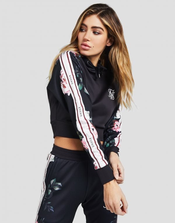 Siksilk Floral Tape Crop Hoodie Monivärinen